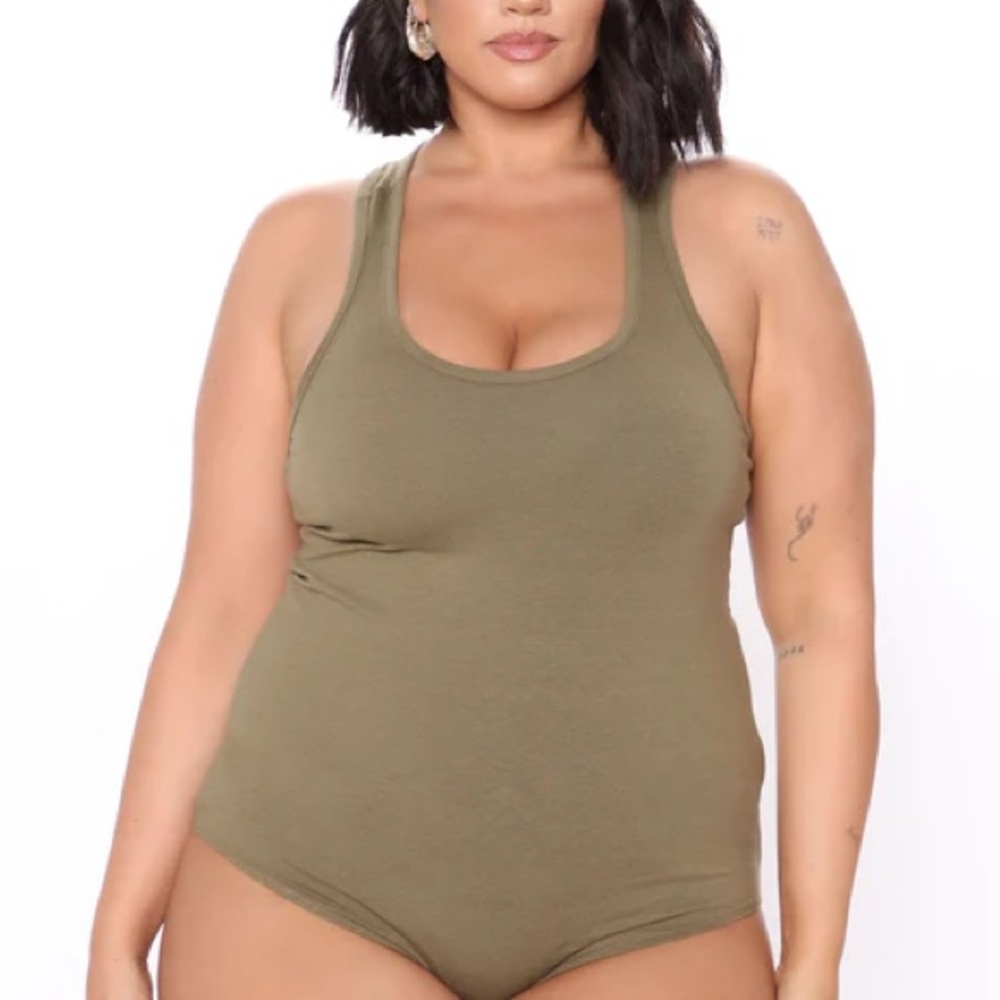 Fashion Nova Divine Basic Tank Bodysuit - 
Olive